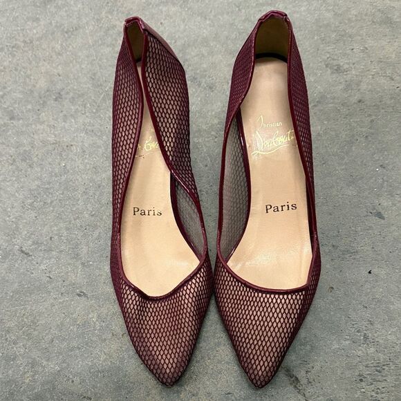 Christian Louboutin Dark Red Mesh Heels